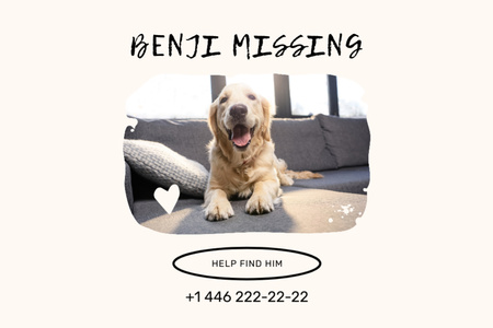 Announcement about Missing Dog Flyer 4x6in Horizontal Design Template