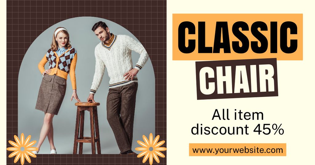 Classic Wooden Chair At Discounted Rates Offer Facebook AD – шаблон для дизайну