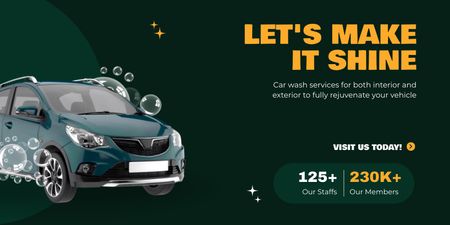 Car Wash Services to Make Car Shine Twitter Design Template