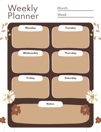 Empty Blanks for Weekly Plans Notepad 107x139mm Design Template