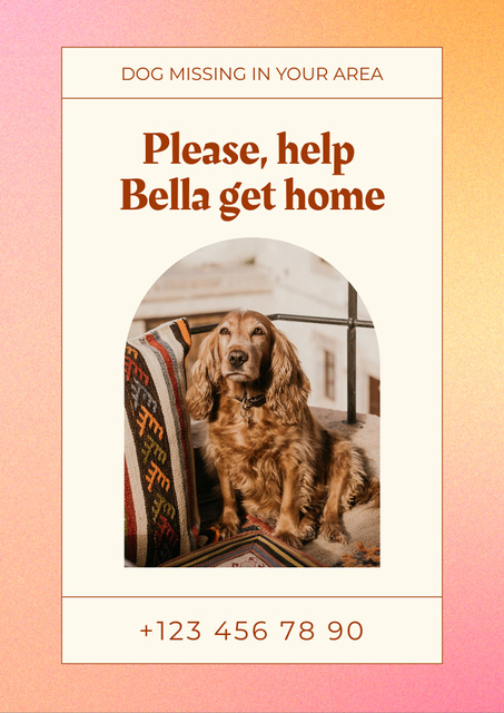 Announcement about Help for Searching Missing Dog Flyer A4 Design Template