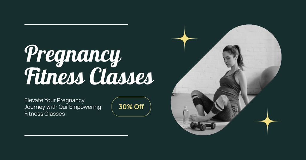 Young Pregnant Woman at Fitness Training Facebook AD tervezősablon