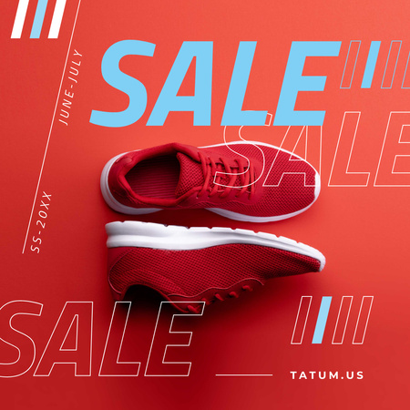 Anúncio de equipamentos esportivos com sapatos vermelhos Instagram Modelo de Design