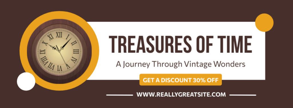 Modèle de visuel Treasures And Classic Clock At Discounted Rates Offer - Facebook cover