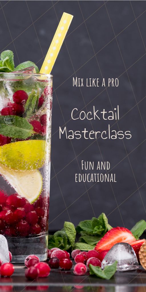 Announcement about Masterclass on Making Cocktails with Berries Graphic – шаблон для дизайна