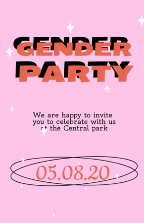 Gender Party Bright Announcement Invitation 5.5x8.5in Design Template