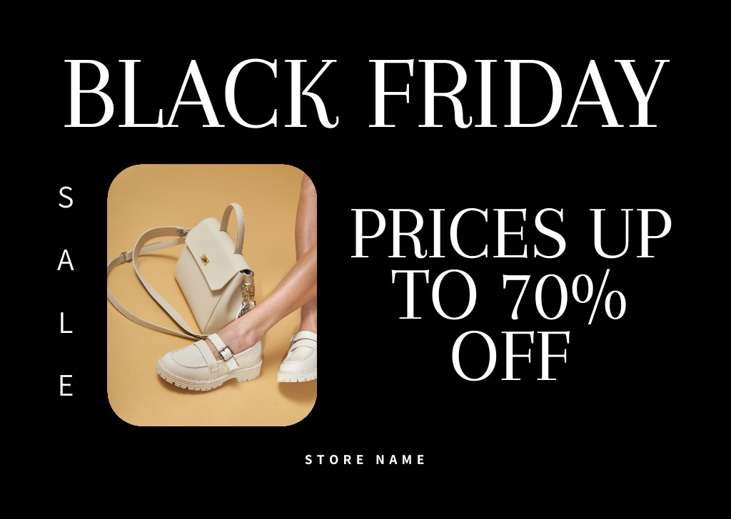 Shoes and Bags Sale on Black Friday Flyer A6 Horizontal Modelo de Design
