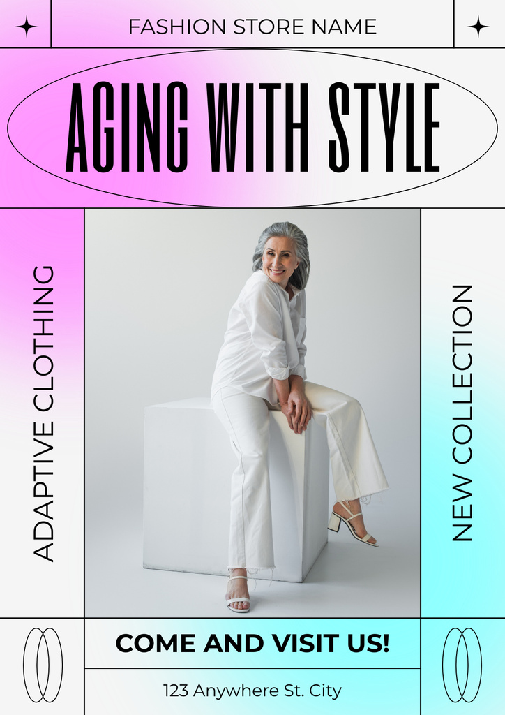 Adaptive Clothes Collection For Elderly With Discount Poster Design Template