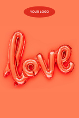 Valentine's Wishes with Balloon in Shape of Word Love