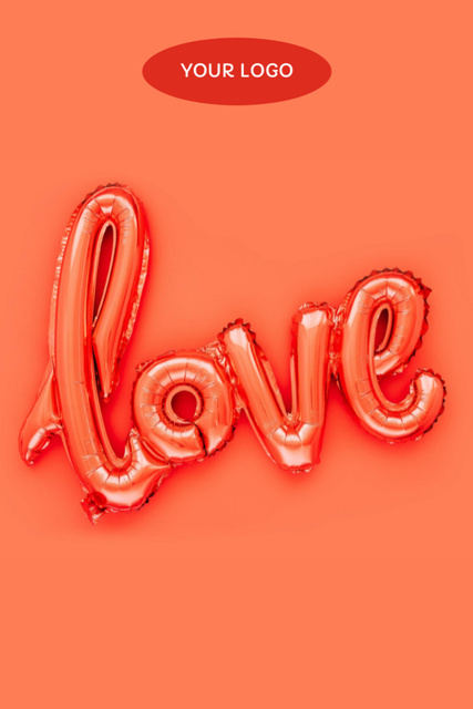 Plantilla de diseño de Valentine's Wishes with Balloon in Shape of Word Love Postcard 4x6in Vertical 