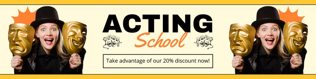 Template di design Training at Acting School with Discount Twitter