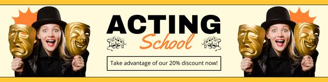 Training at Acting School with Discount Twitterデザインテンプレート