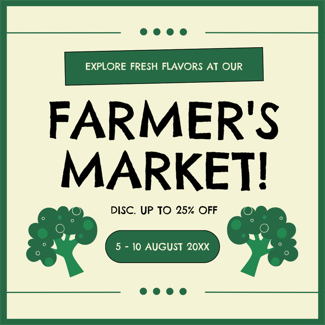 Simple Ad of Farmers Market on Green Instagram Design Template