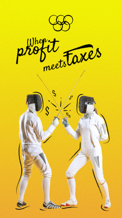 Profit and Taxes as fighting fencers Instagram Story Design Template