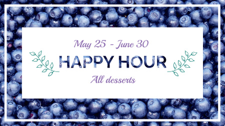 Blueberries for Happy hour offer FB event cover Design Template