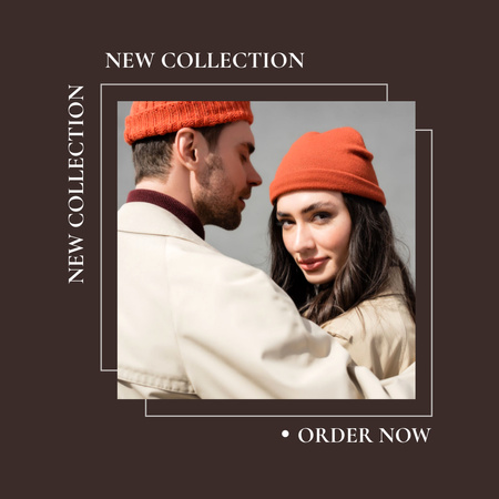 Plantilla de diseño de La pareja de la colección otoño se ve marrón Instagram 