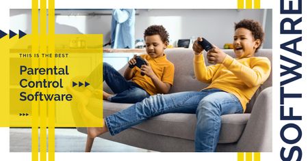 Modèle de visuel Kids playing vr game - Facebook AD