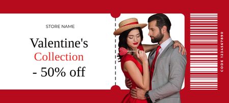 Valentine's Day Collection Discount Offer Coupon 3.75x8.25in Design Template