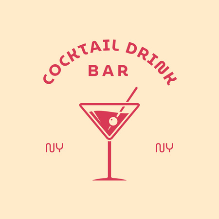 Plantilla de diseño de Bar Ad with Cocktail Logo 1080x1080px 