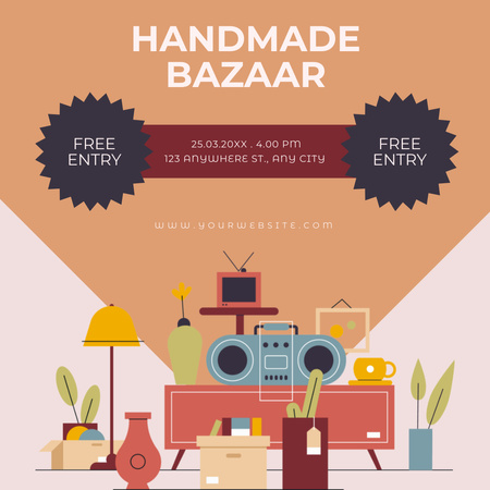 Bright Announcement of the Handicraft Bazaar Instagram Design Template