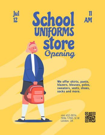 School Uniforms Sale Offer in Yellow Poster 8.5x11in Design Template