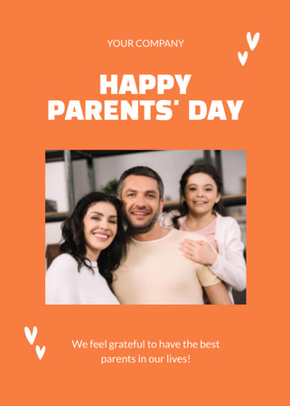 Aile Birlikte Ebeveynler Günü'nü Kutluyor Postcard 5x7in Vertical Tasarım Şablonu