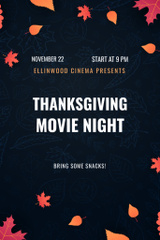 Thanksgiving Movie Night with Illustration of Autumn Leaves