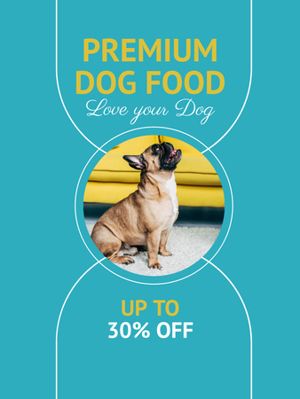 Dog Food Sale with Cute French Bulldog Poster US Design Template