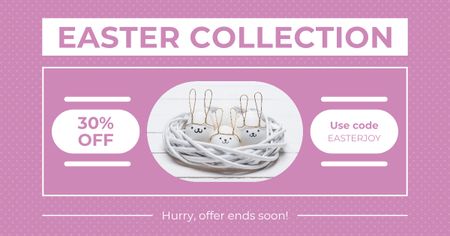 Platilla de diseño Easter Collection with Cute Little Eggs in Nest Facebook AD