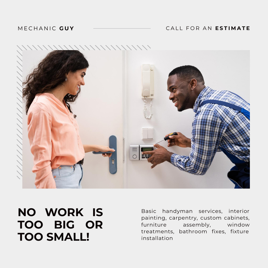 Experienced Handyman Services Offer In White Instagram AD Šablona návrhu
