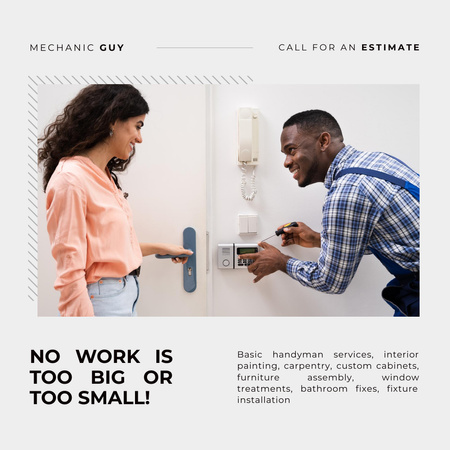 Experienced Handyman Services Offer In White Instagram AD Design Template