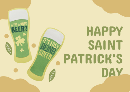 St. Patrick's Day Greetings with Beer Glasses Postcard 5x7in Design Template
