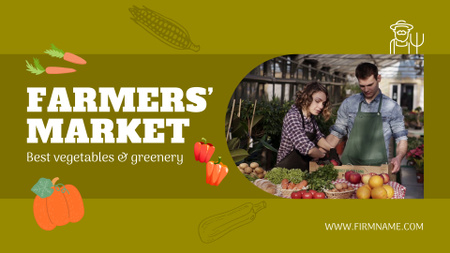 Mercado de agricultores locais com legumes e tomates Full HD video Modelo de Design