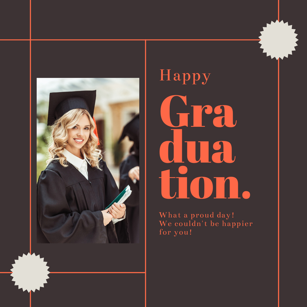 Ontwerpsjabloon van Instagram van Graduation Greeting to Young Woman Brown