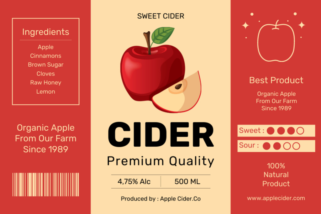 Apple Cider of Premium Quality Label Tasarım Şablonu