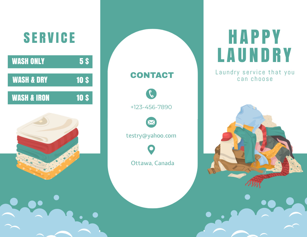Designvorlage Price Offer for Laundry Services für Brochure 8.5x11in