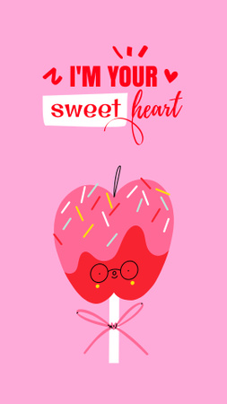 Cute Illustration of Apple Lollipop Stick Instagram Story Design Template