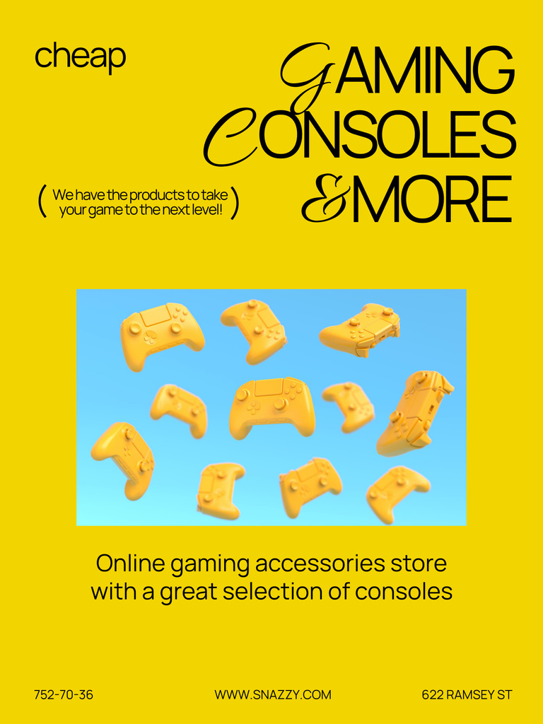 Designvorlage Gaming Gear Offer on Yellow für Poster 36x48in