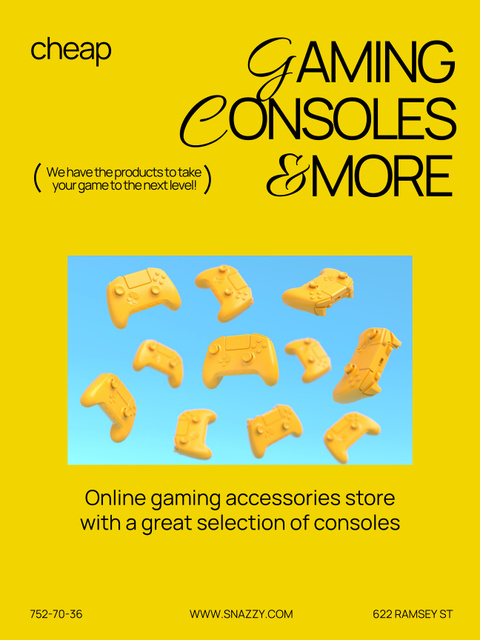 Gaming Gear Offer on Yellow Poster 36x48in Design Template