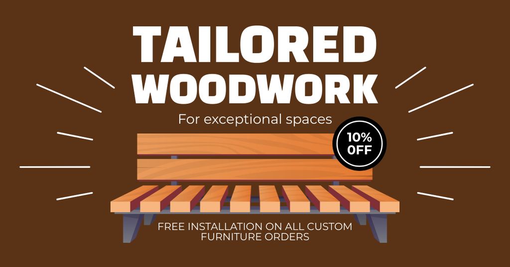 Plantilla de diseño de Tailored Woodwork And Wooden Bench Offer With Discounts Facebook AD 