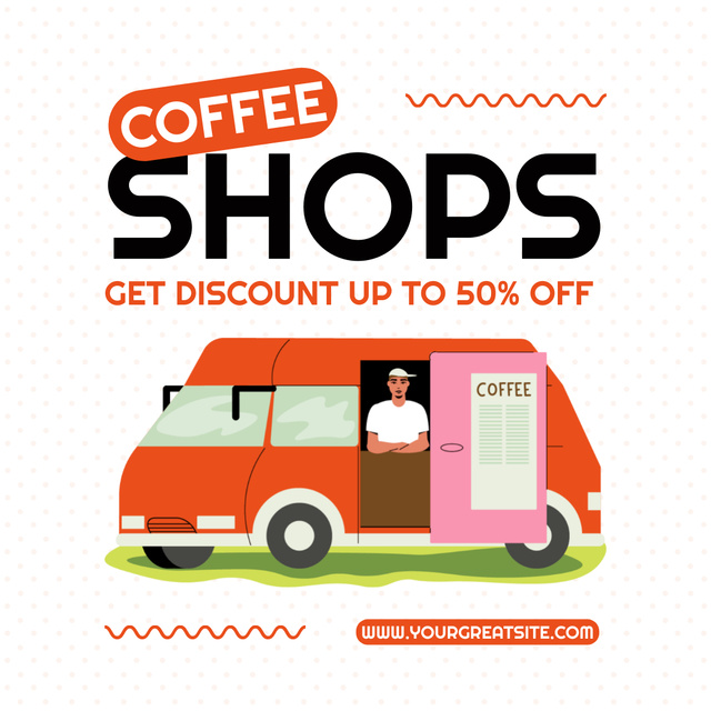 Mobile Coffee Shop With Discounts For Aromatic Coffee Instagram Πρότυπο σχεδίασης