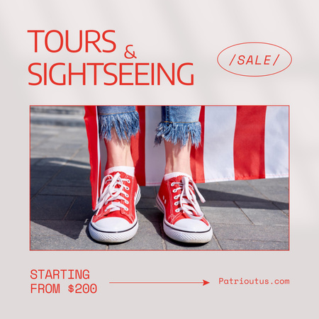 Designvorlage Werbung für Touren und Besichtigungen zum Unabhängigkeitstag in den USA für Instagram