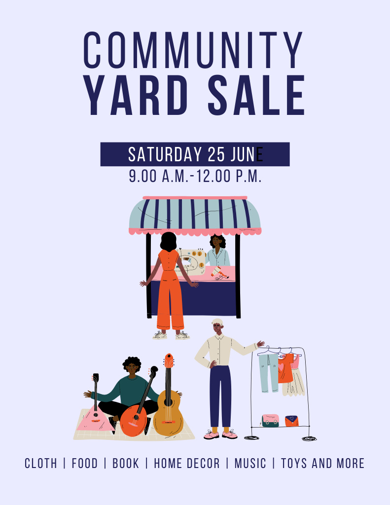 Ontwerpsjabloon van Poster 8.5x11in van Item Sale Announcement on Yard Event