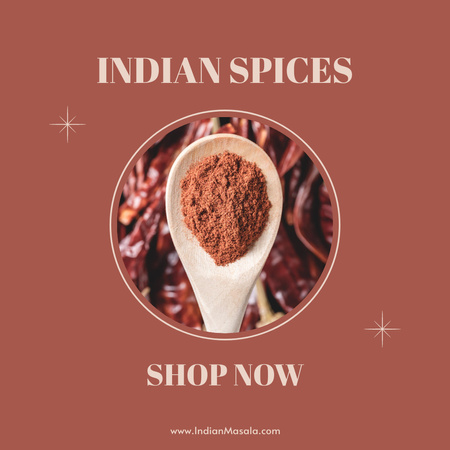 Indian Spices Promotion with Spoon of Curry Instagram Design Template