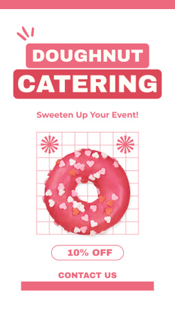 Parlak Pembe Donutlu Donut Catering Promosyonu Instagram Story Tasarım Şablonu