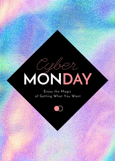 Cyber Monday Sale Announcement on Glitter Background Postcard A6 Vertical Modelo de Design