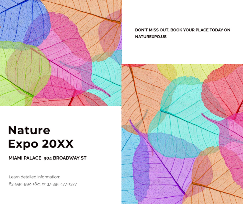 Template di design Nature Expo announcement with colorful leaves Facebook