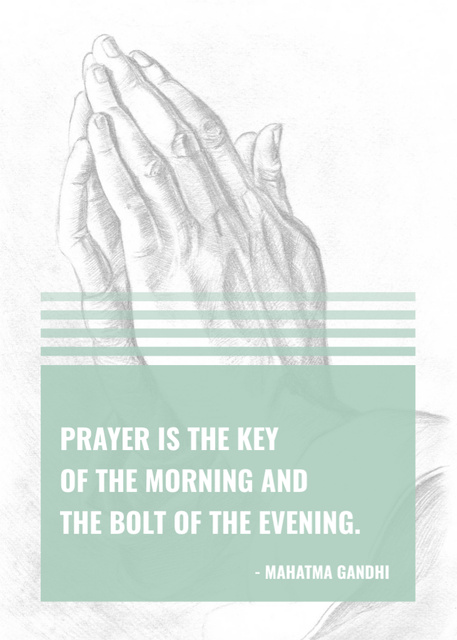 Religion Quote with Hands in Prayer Invitation Modelo de Design