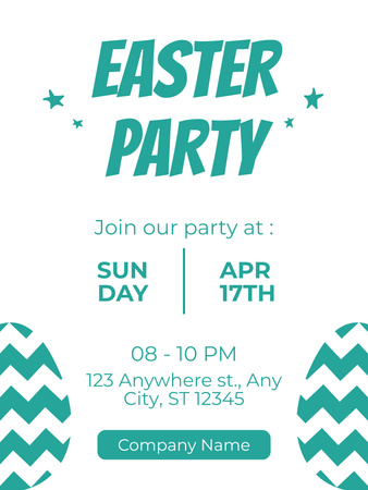 Easter Party Announcement in Blue and White Poster US Design Template