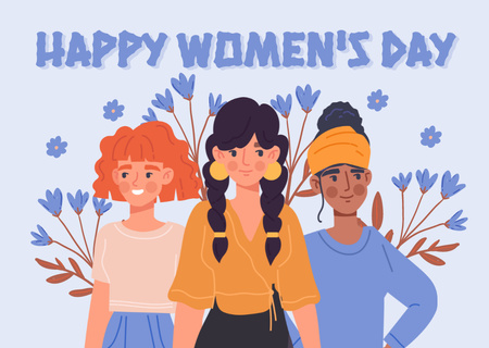 Designvorlage Beautiful Diverse Women on International Women's Day für Card